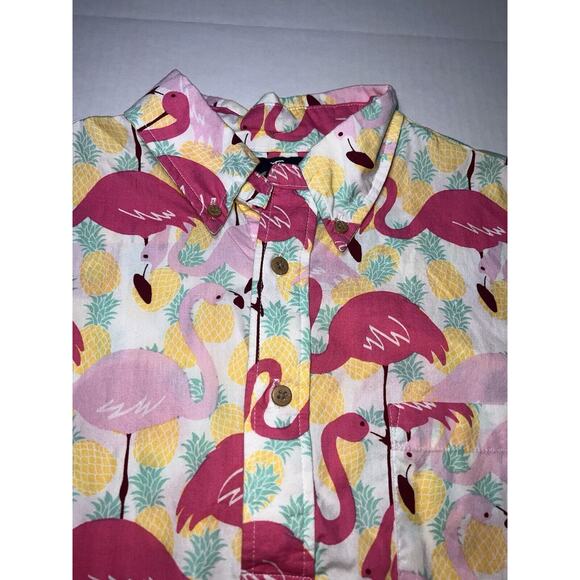 Chubbies The Nutter Shirt Men Size S Flamingo Hawaiian 1/2 Button Beach Tropical - Picture 6 of 16